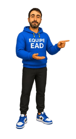 Integrante da Equipe EAD apontando para a mensagem