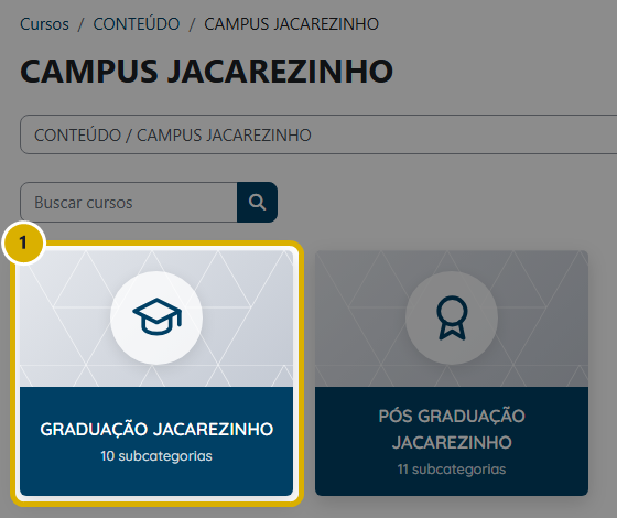 Página do campus com o quadro de Graduação marcado
